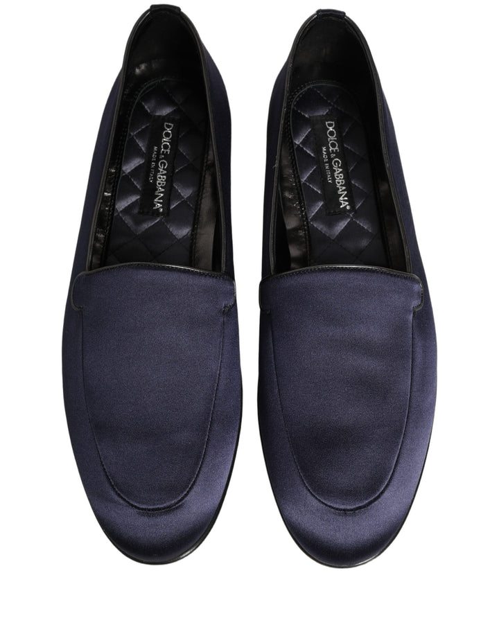 Men’s Dolce &amp; Gabbana Navy Blue Satin Dg Logo Dress Loafers Shoes