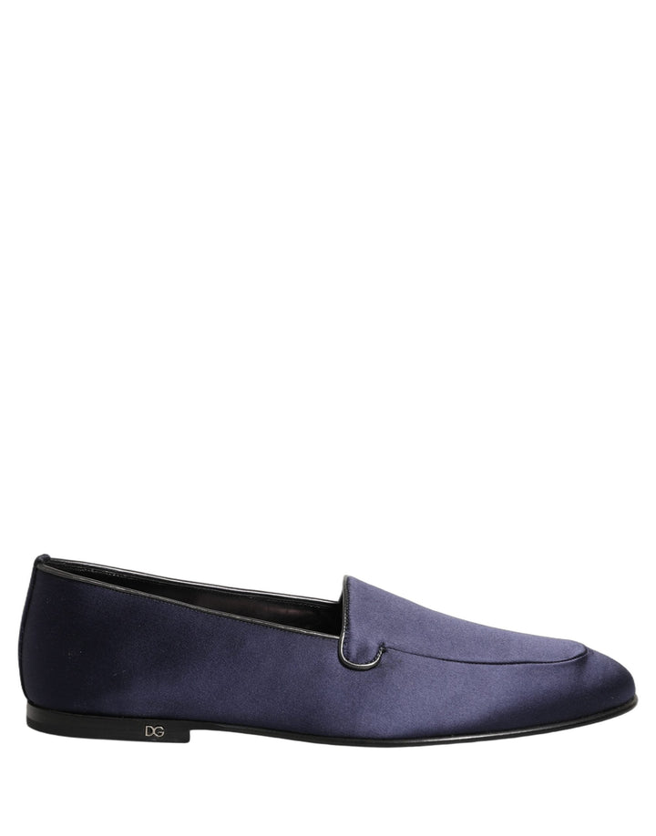 Men’s Dolce &amp; Gabbana Navy Blue Satin Dg Logo Dress Loafers Shoes