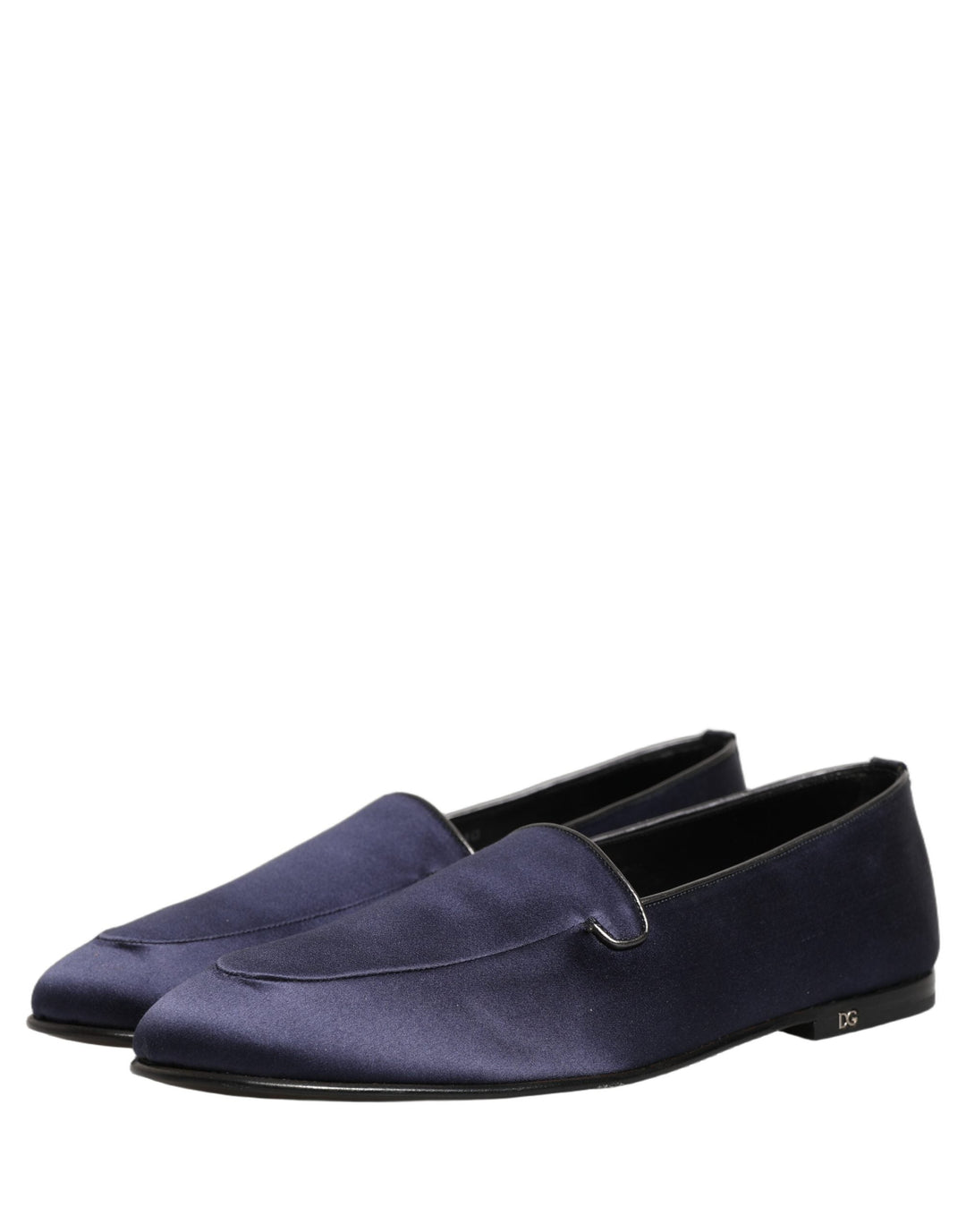 Men’s Dolce &amp; Gabbana Navy Blue Satin Dg Logo Dress Loafers Shoes