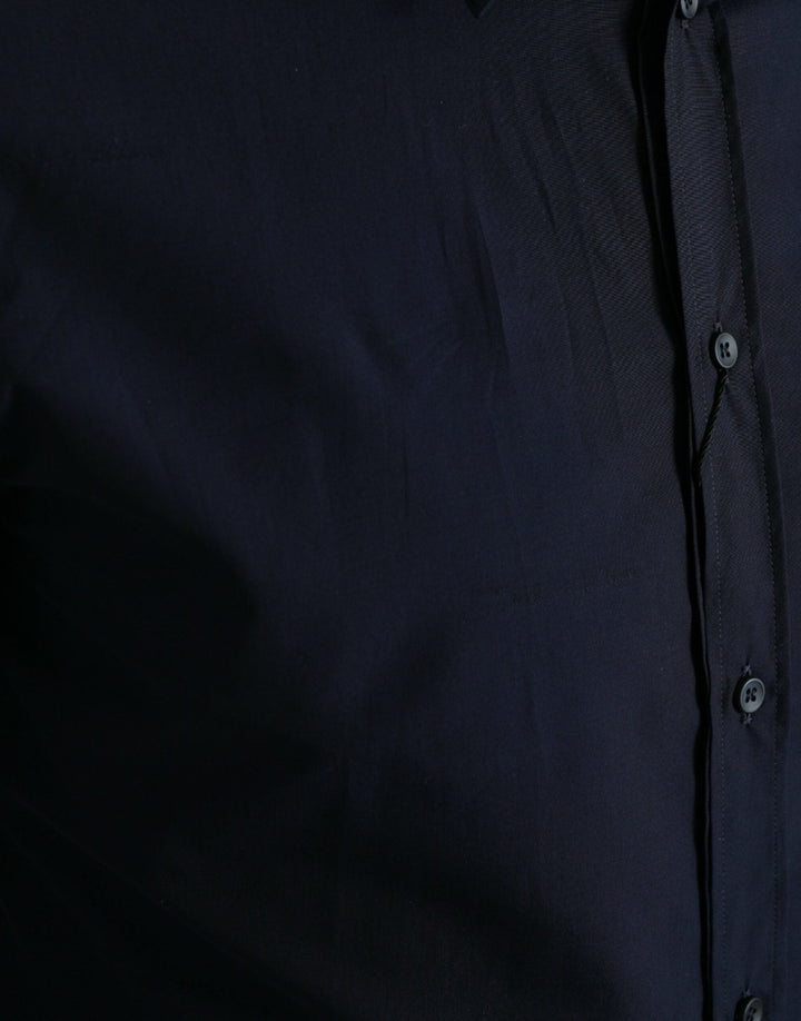 Men’s Dolce &amp; Gabbana Navy Blue Slim Fit Formal Gold Dress Shirt