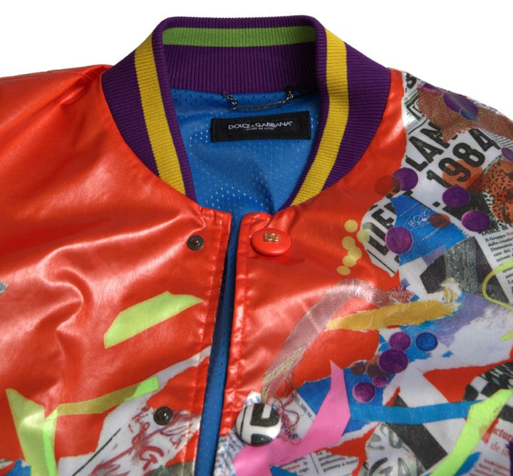 Men’s Dolce &amp; Gabbana Orange Polyester Button Blouson Jacket