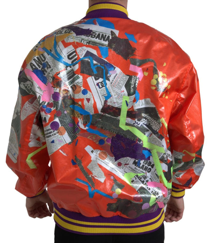 Men’s Dolce &amp; Gabbana Orange Polyester Button Blouson Jacket