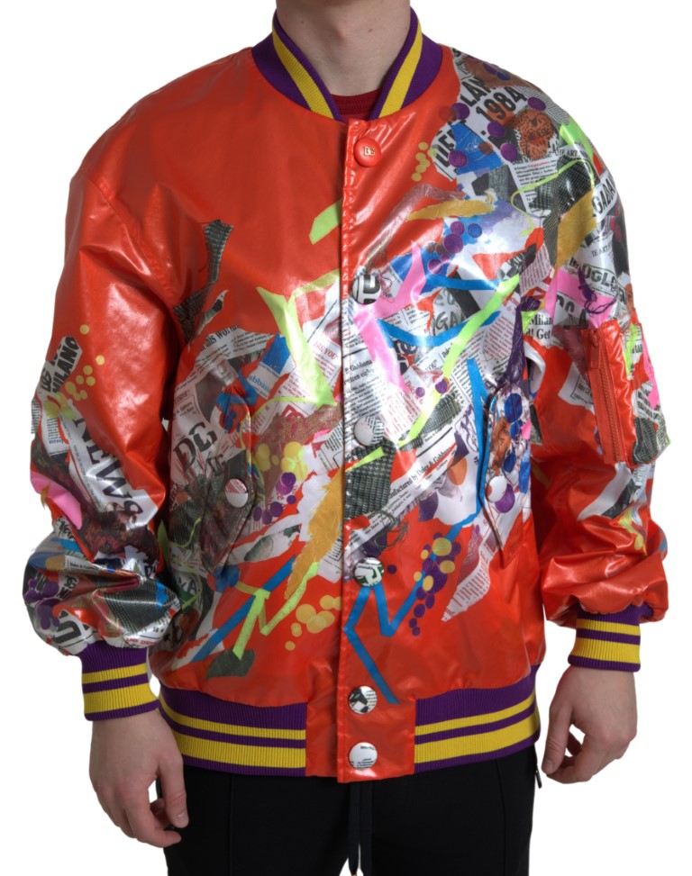 Men’s Dolce &amp; Gabbana Orange Polyester Button Blouson Jacket