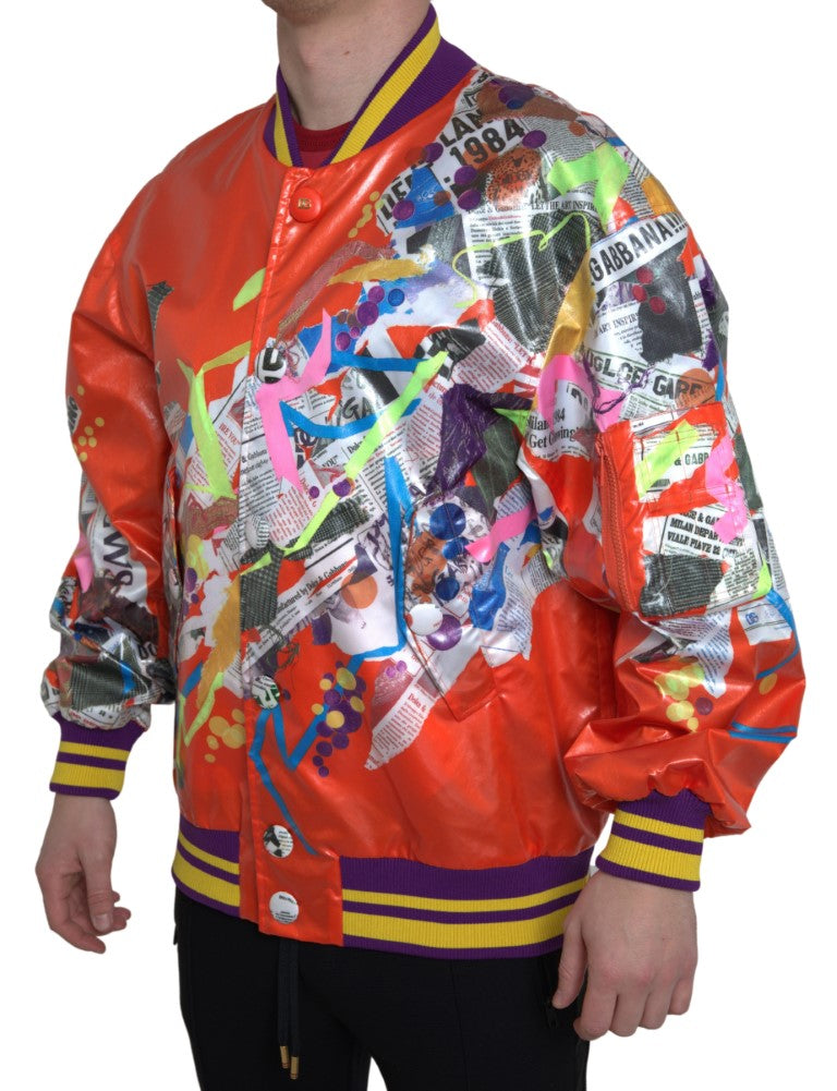 Men’s Dolce & Gabbana Orange Polyester Button Blouson Jacket