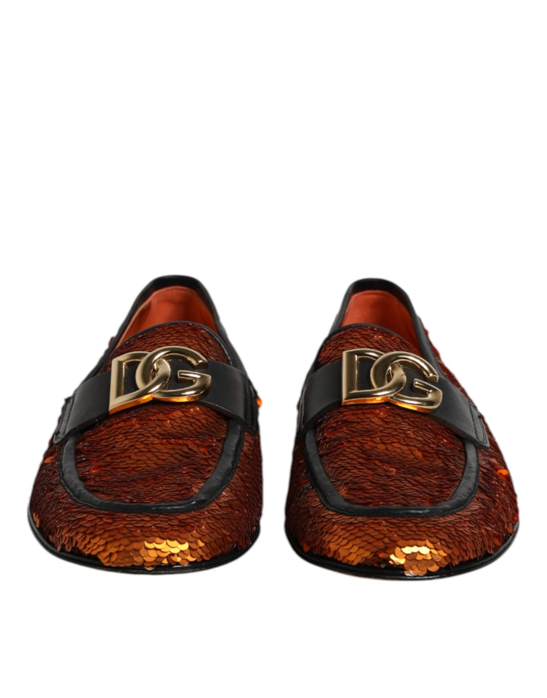 Men’s Dolce &amp; Gabbana Orange Sequin Embellished Men Loafers Shoes