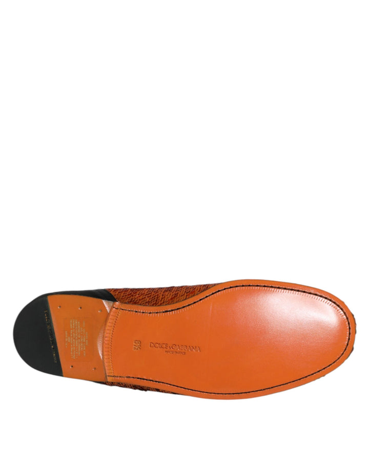 Men’s Dolce &amp; Gabbana Orange Sequin Embellished Men Loafers Shoes