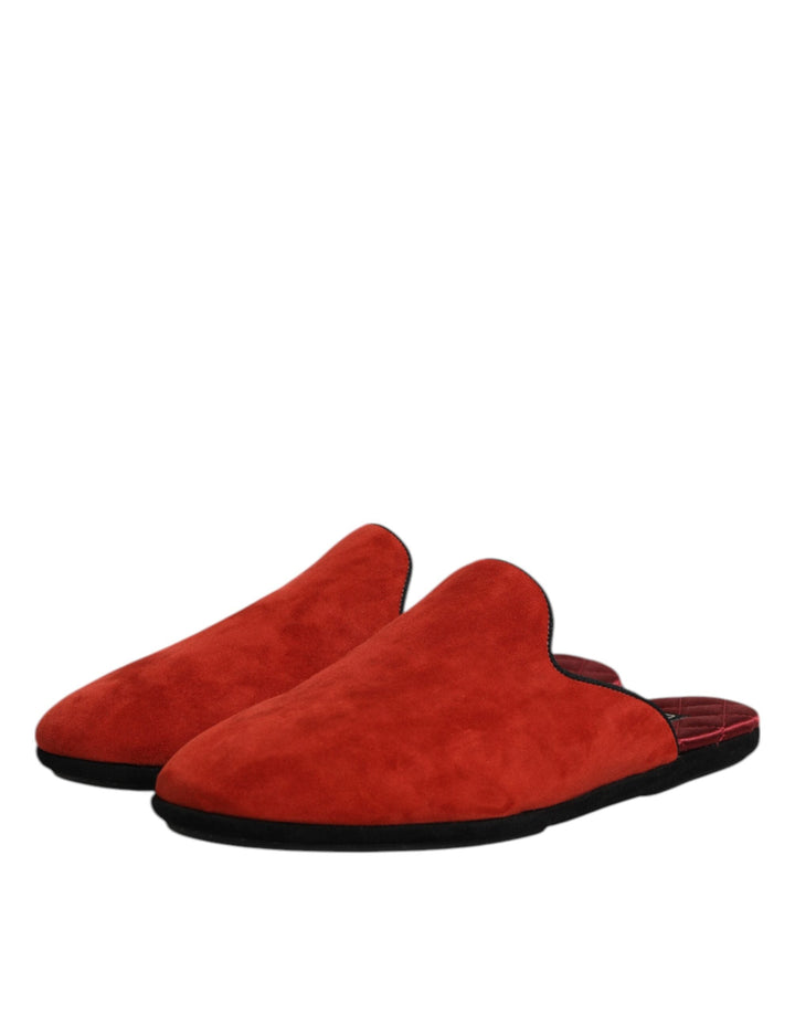 Men’s Dolce &amp; Gabbana Orange Suede Slides Flat Slipper Shoes