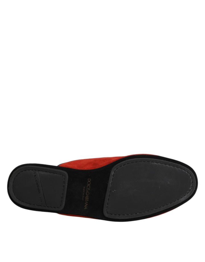 Men’s Dolce &amp; Gabbana Orange Suede Slides Flat Slipper Shoes