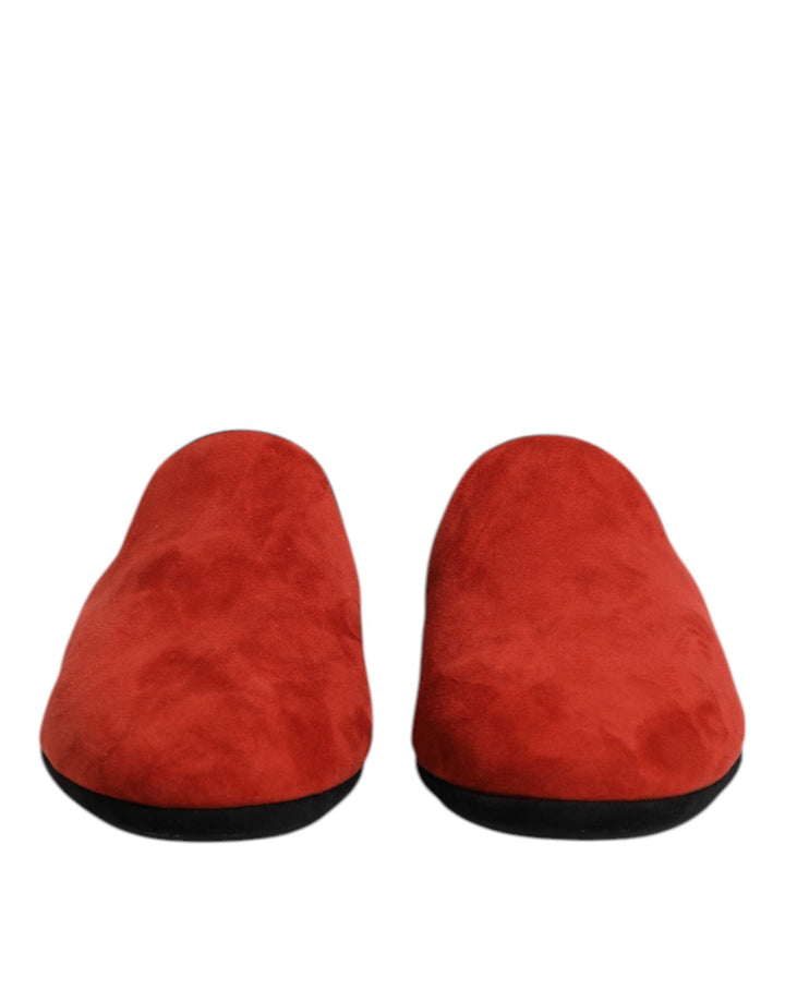 Men’s Dolce &amp; Gabbana Orange Suede Slides Flat Slipper Shoes