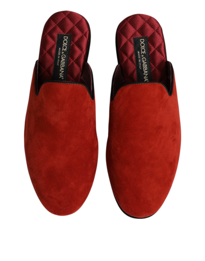 Men’s Dolce &amp; Gabbana Orange Suede Slides Flat Slipper Shoes