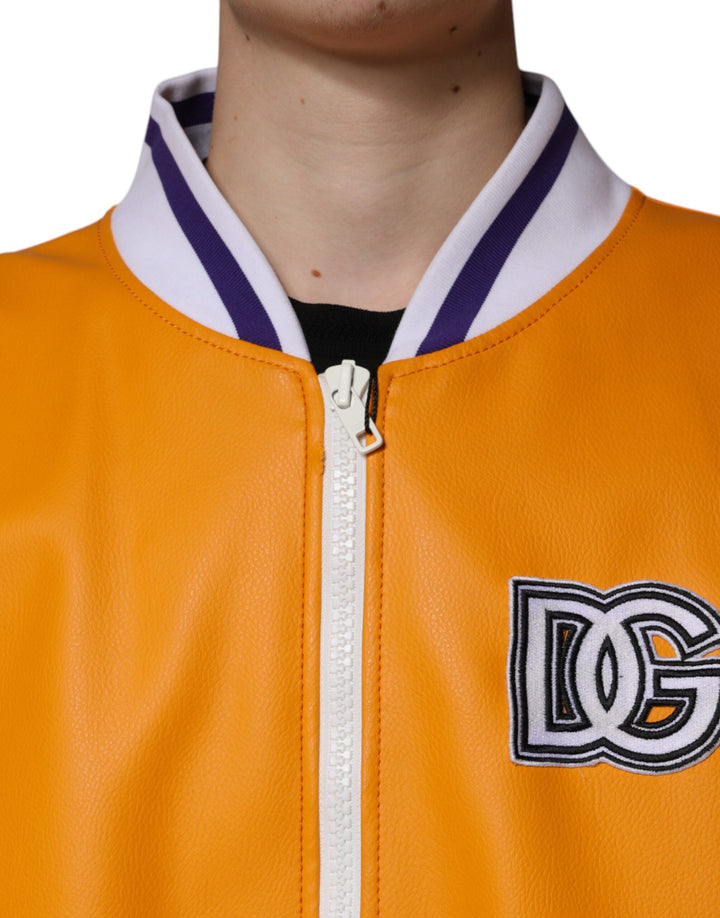 Men’s Dolce &amp; Gabbana Orange White Full Zip Jersey Bomber Jacket