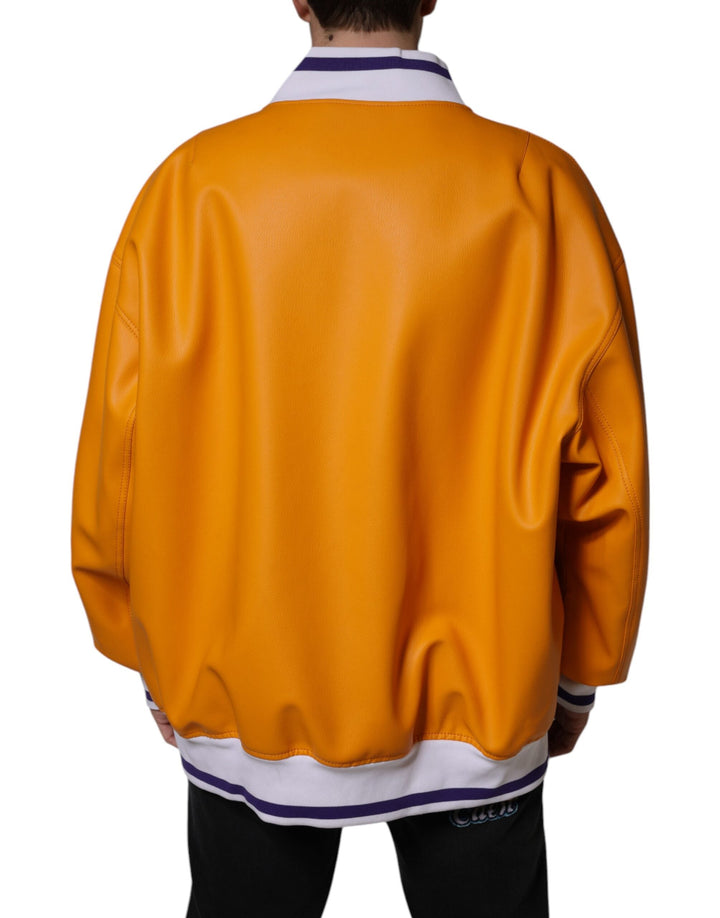 Men’s Dolce &amp; Gabbana Orange White Full Zip Jersey Bomber Jacket