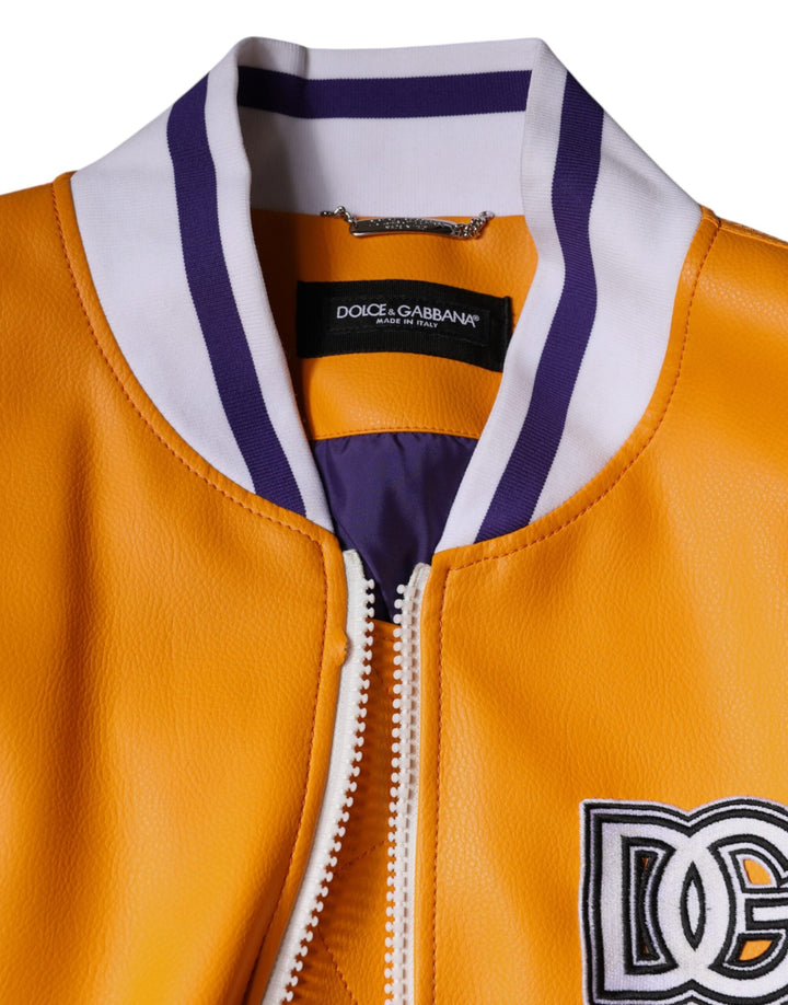 Men’s Dolce &amp; Gabbana Orange White Full Zip Jersey Bomber Jacket