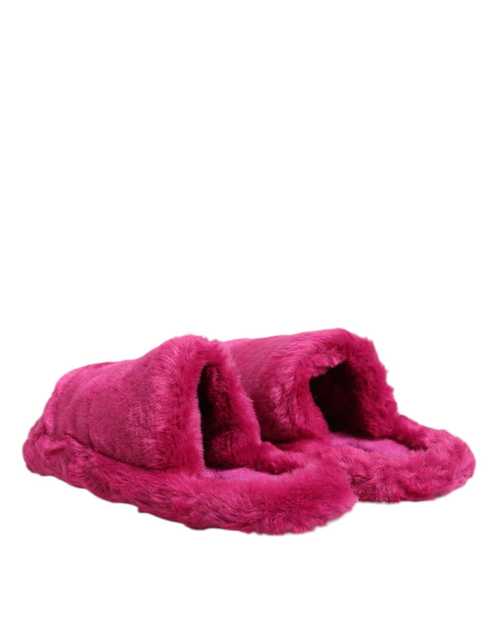 Men’s Dolce &amp; Gabbana Pink Acrylic Faux Fur Mens Flats Sandals Shoes