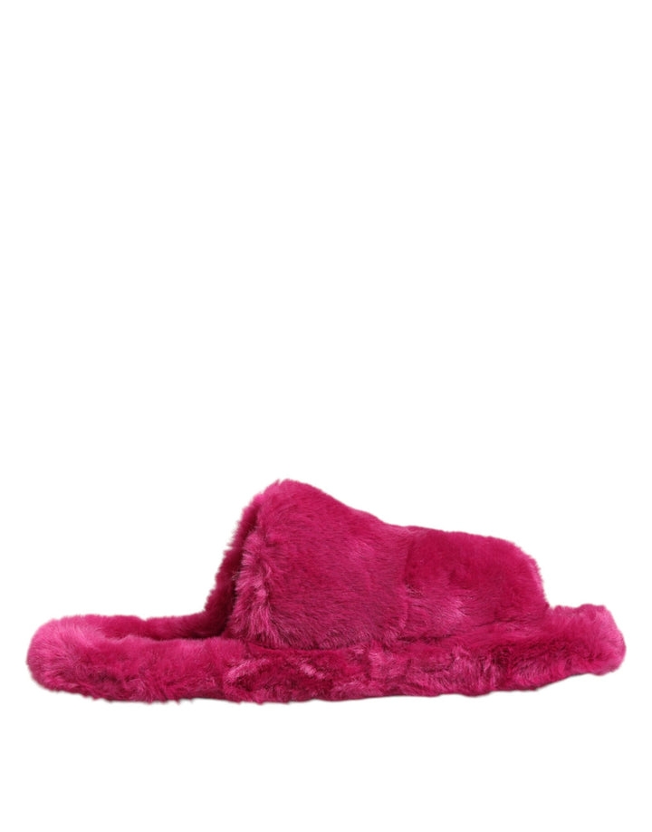 Men’s Dolce &amp; Gabbana Pink Acrylic Faux Fur Mens Flats Sandals Shoes