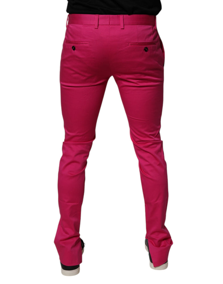 Men’s Dolce &amp; Gabbana Pink Black Stripe Slim Fit Men Dress Pants