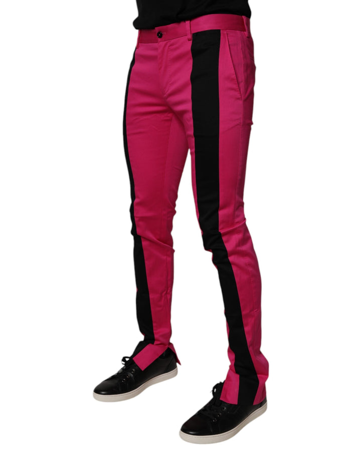 Men’s Dolce &amp; Gabbana Pink Black Stripe Slim Fit Men Dress Pants