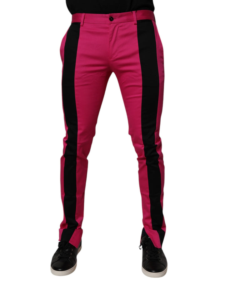 Men’s Dolce &amp; Gabbana Pink Black Stripe Slim Fit Men Dress Pants
