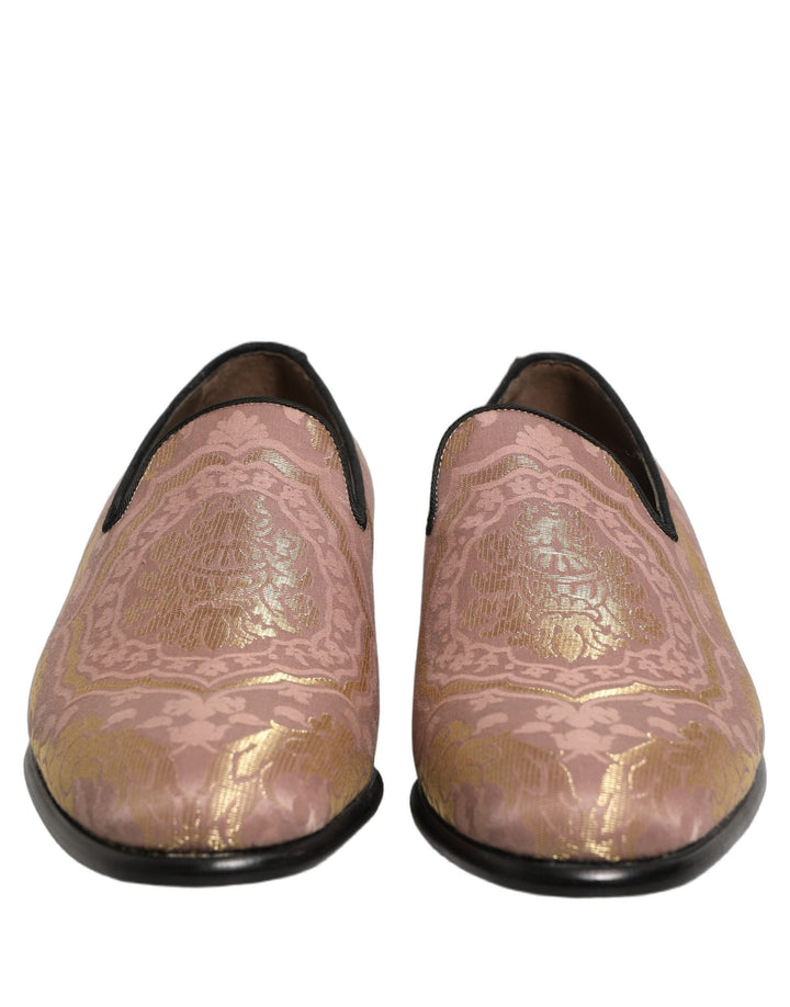 Men’s Dolce &amp; Gabbana Pink Brocade Men Slip on Dress Loafers Shoes