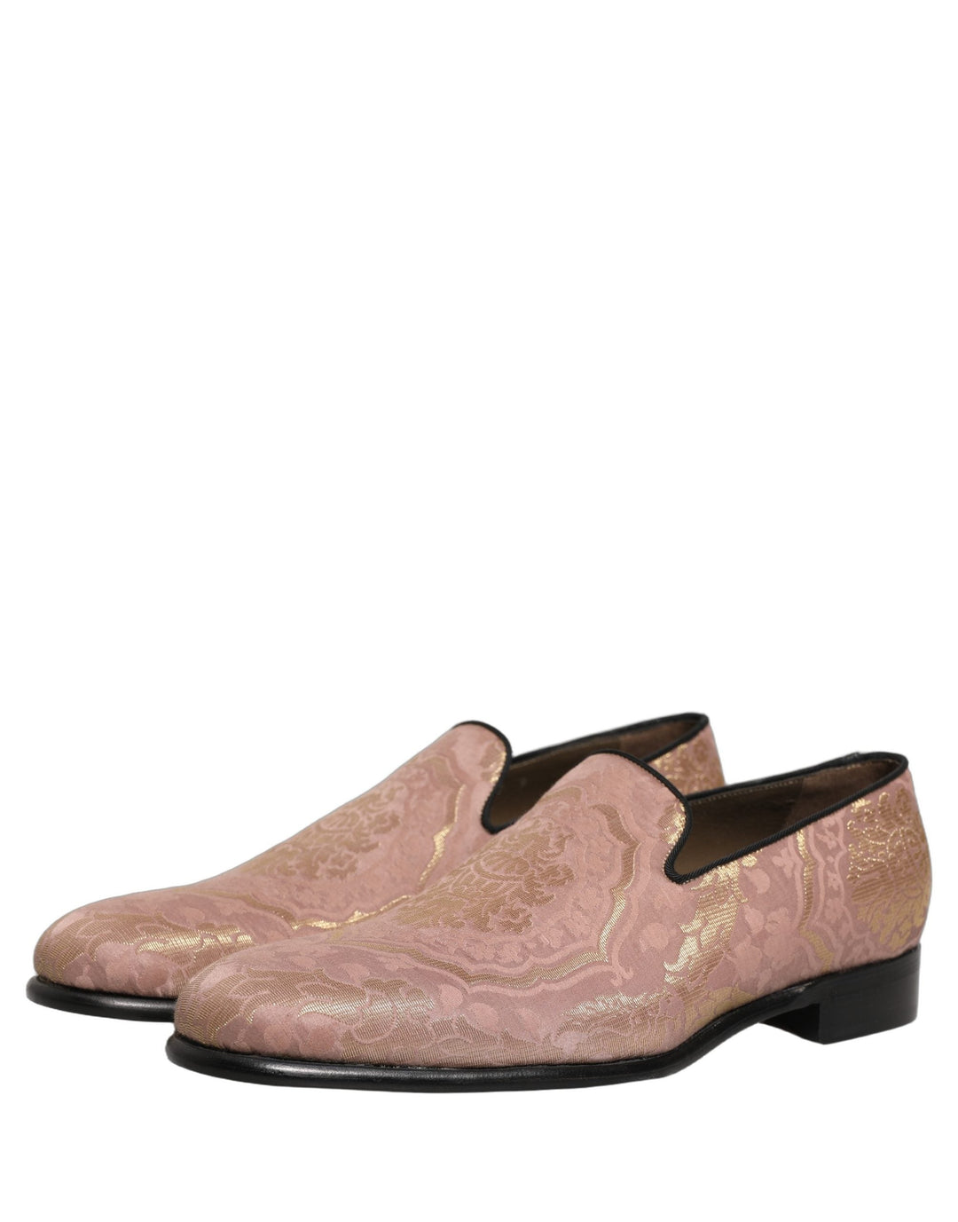 Men’s Dolce &amp; Gabbana Pink Brocade Men Slip on Dress Loafers Shoes