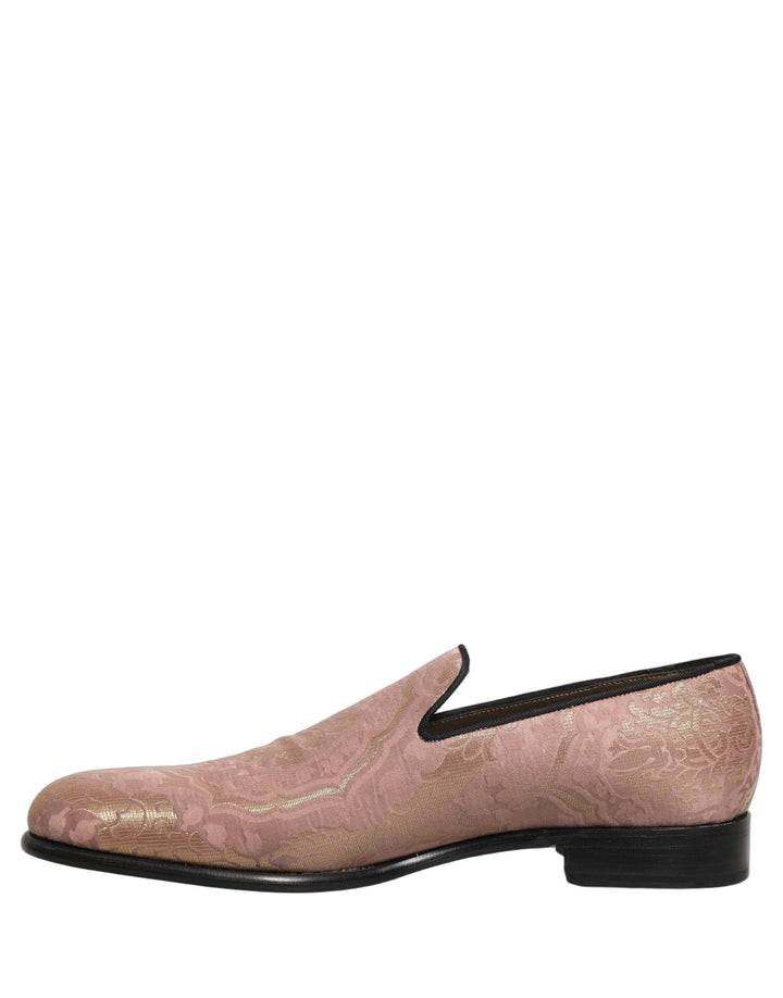 Men’s Dolce &amp; Gabbana Pink Brocade Men Slip on Dress Loafers Shoes