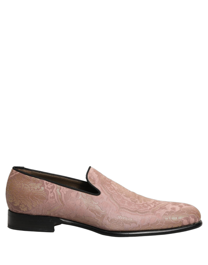 Men’s Dolce &amp; Gabbana Pink Brocade Men Slip on Dress Loafers Shoes