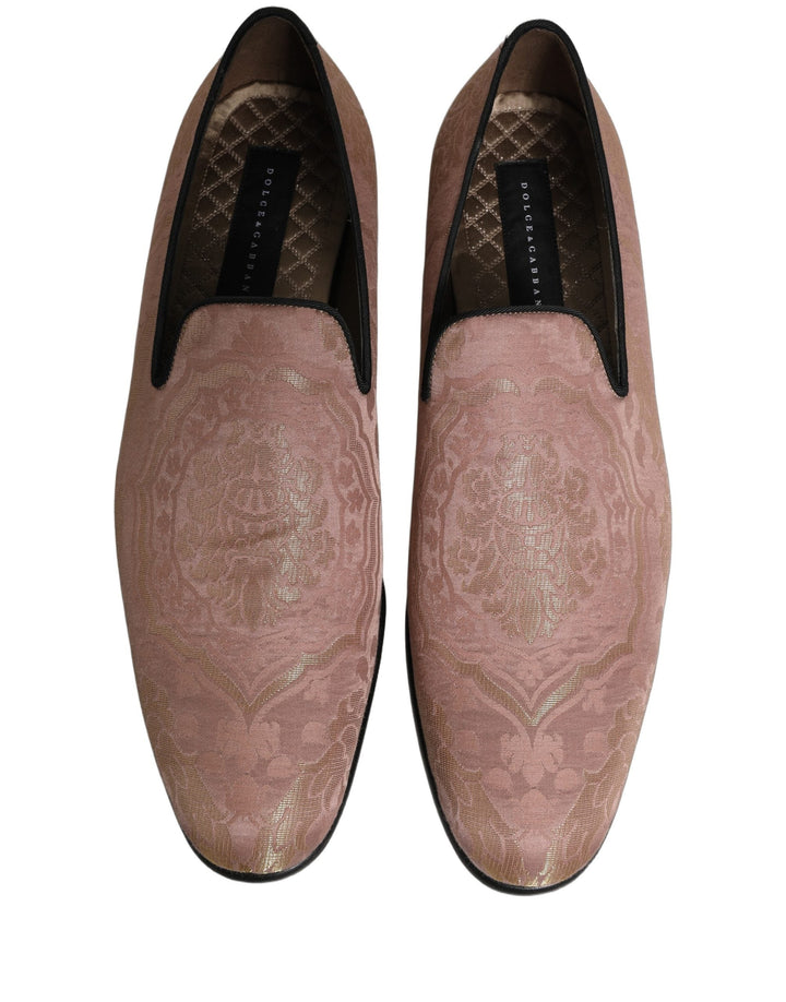 Men’s Dolce &amp; Gabbana Pink Brocade Men Slip on Dress Loafers Shoes