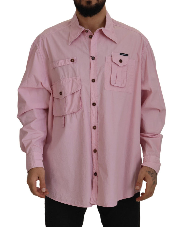 Men’s Dolce &amp; Gabbana Pink Casual Button Down Long Sleeves Shirt