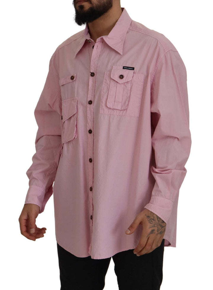 Men’s Dolce &amp; Gabbana Pink Casual Button Down Long Sleeves Shirt