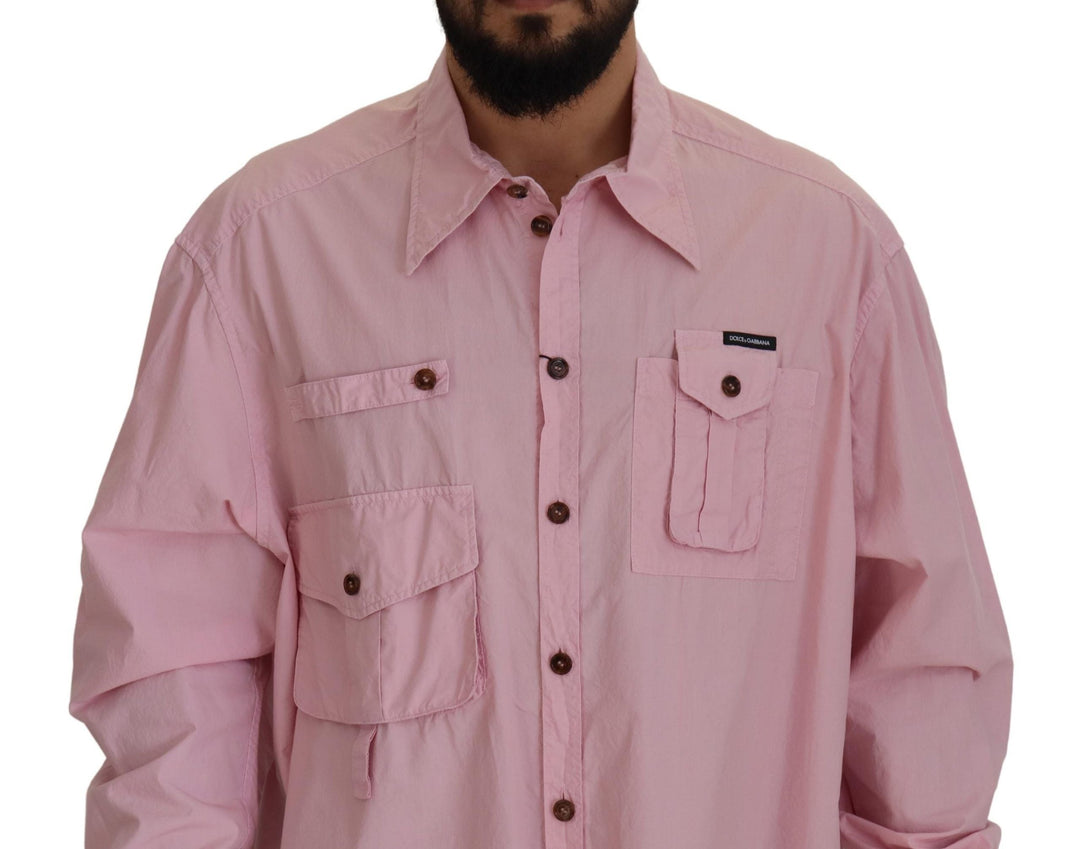 Men’s Dolce &amp; Gabbana Pink Casual Button Down Long Sleeves Shirt