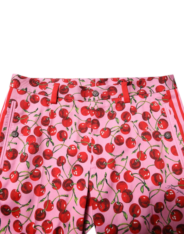 Men’s Dolce &amp; Gabbana Pink Cherry Print Cotton Dress Pants