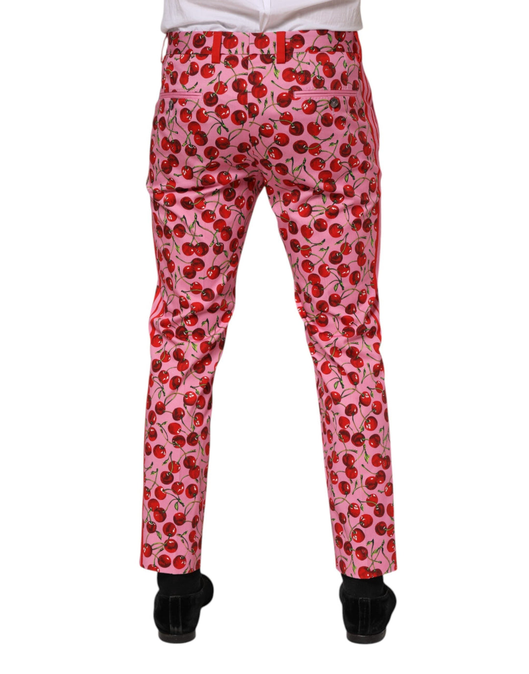 Men’s Dolce &amp; Gabbana Pink Cherry Print Cotton Dress Pants