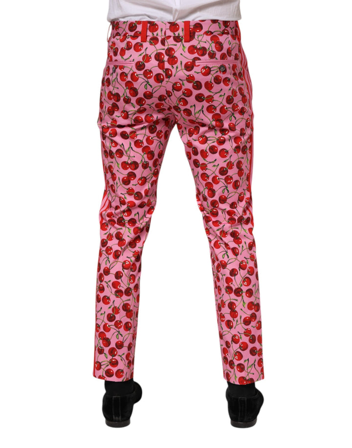 Men’s Dolce &amp; Gabbana Pink Cherry Print Cotton Dress Pants