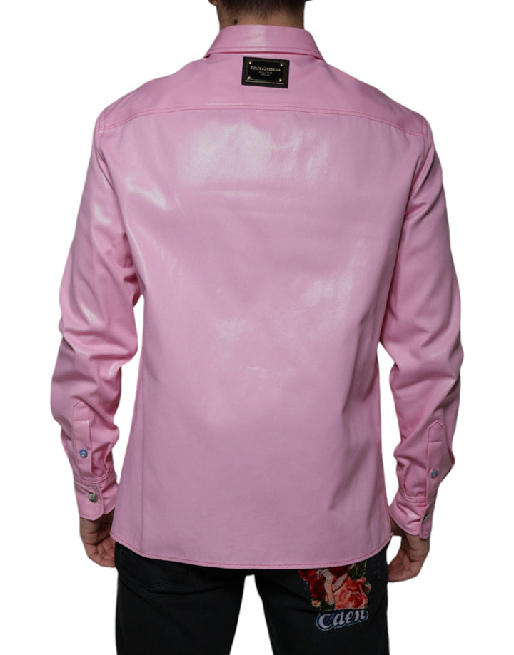 Men’s Dolce &amp; Gabbana Pink Cotton Collared Button Down Shirt