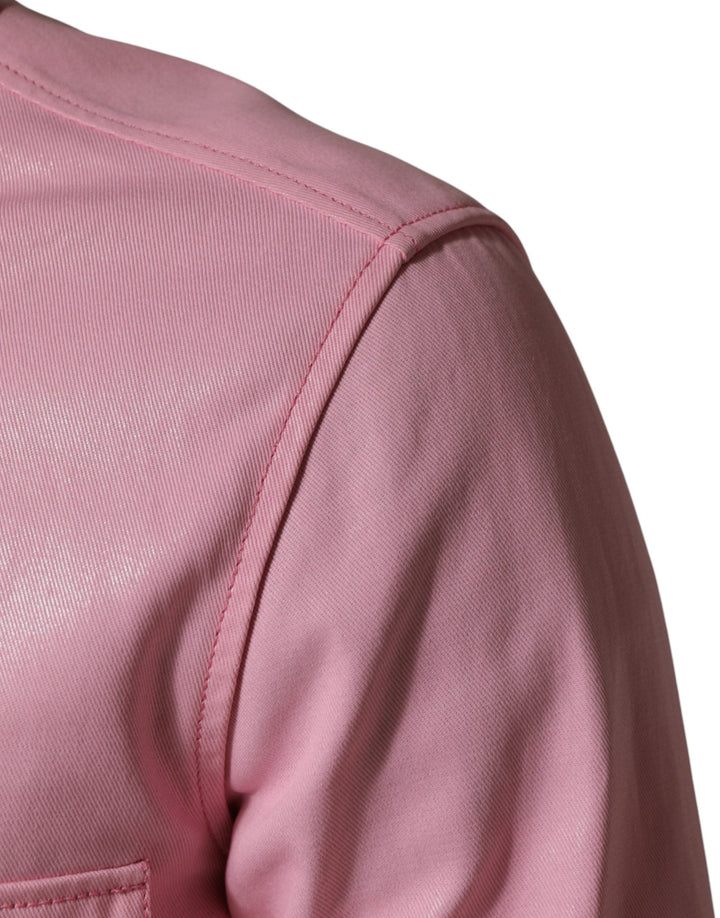 Dolce &amp; Gabbana Pink Cotton Collared Men Button Down Shirt