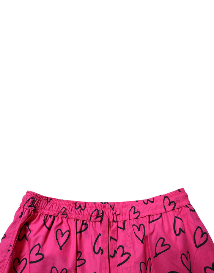 Men’s Dolce &amp; Gabbana Pink Cotton Heart Print Bermuda Shorts