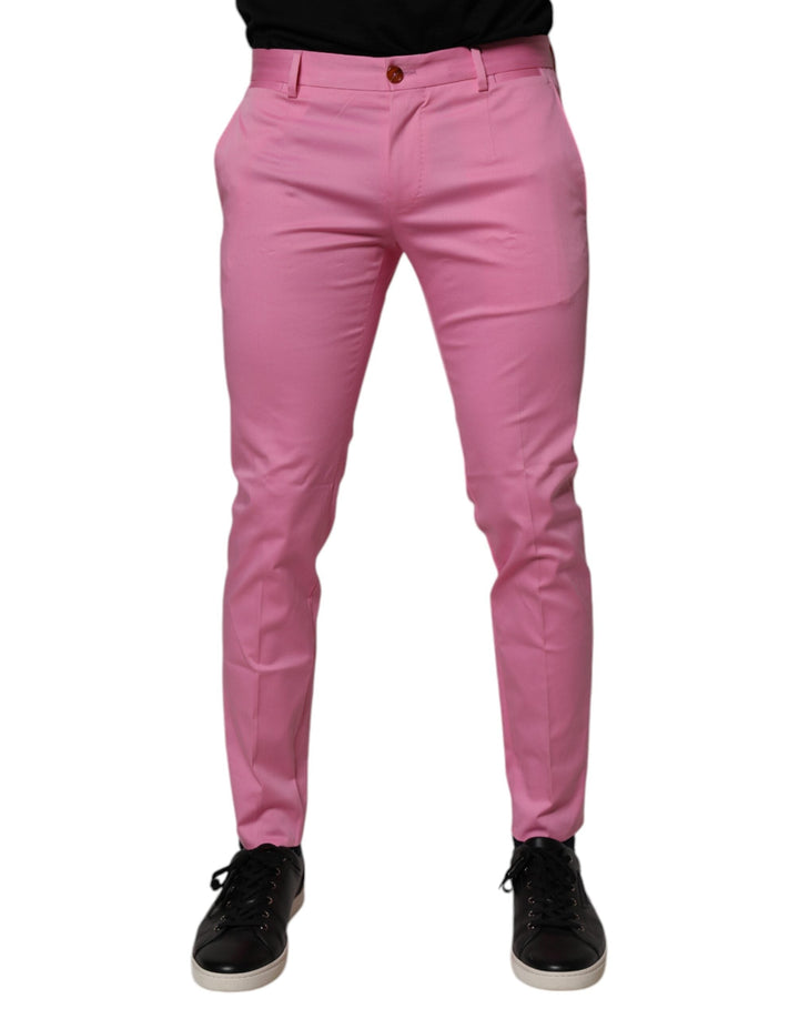 Men’s Dolce &amp; Gabbana Pink Cotton Slim Fit Men Dress Formal Pants