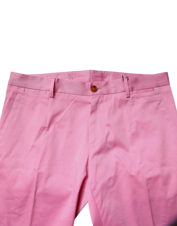 Men’s Dolce &amp; Gabbana Pink Cotton Slim Fit Men Dress Formal Pants