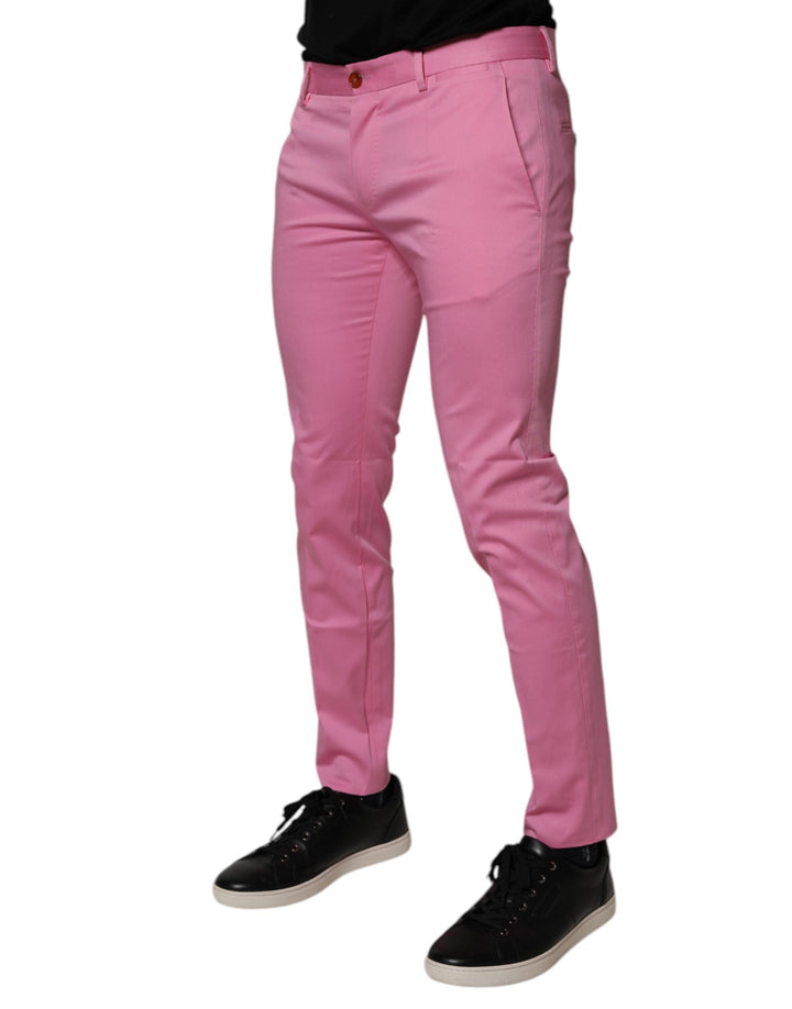 Men’s Dolce &amp; Gabbana Pink Cotton Slim Fit Men Dress Formal Pants