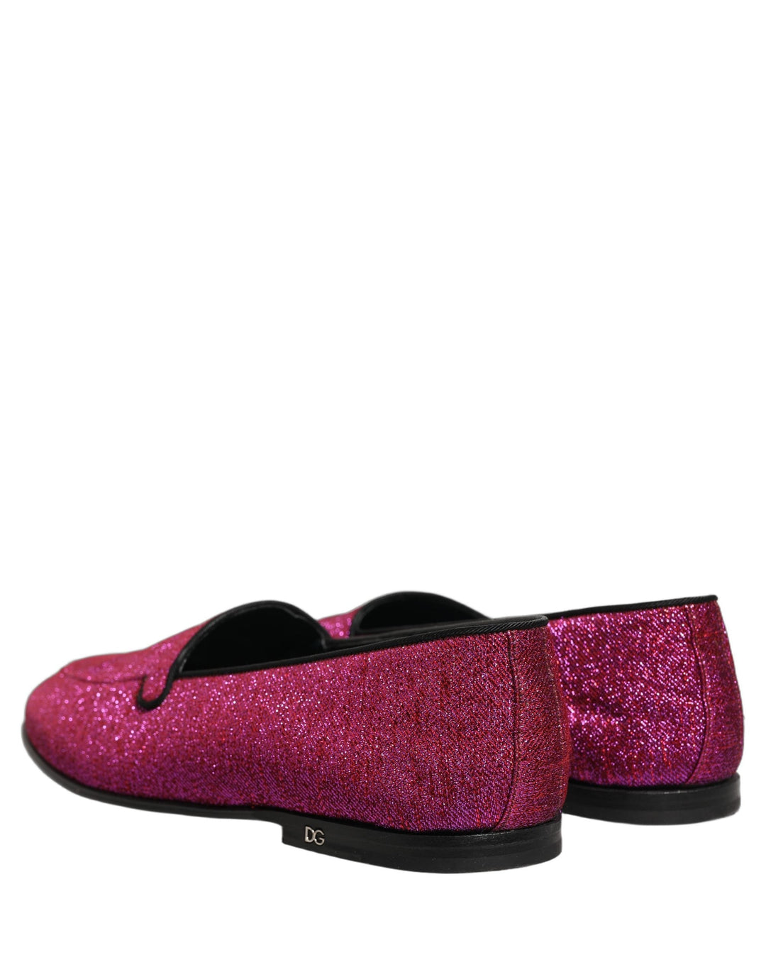 Men’s Dolce &amp; Gabbana Pink Glitter Lurex Logo Dress Loafers Shoes