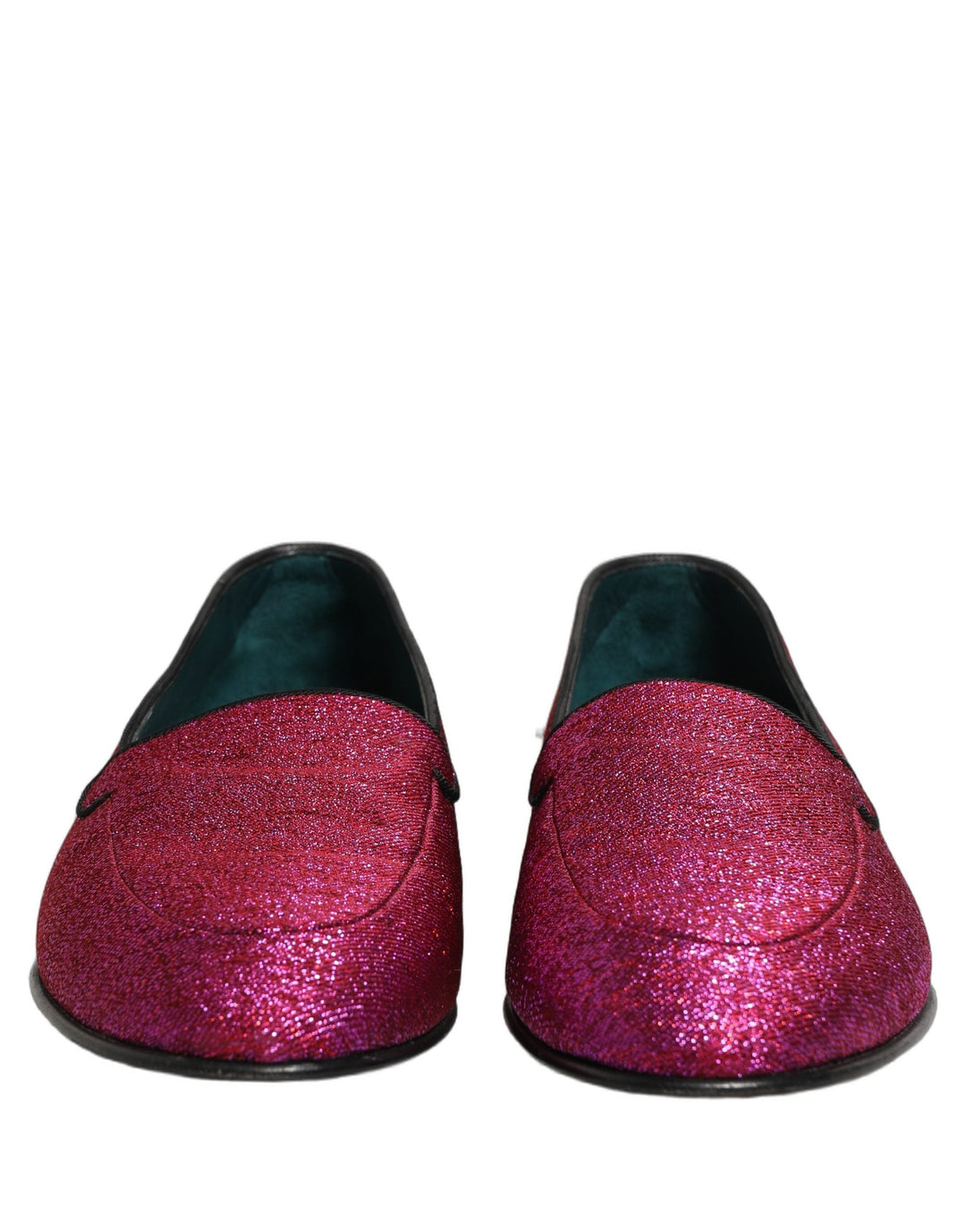 Men’s Dolce &amp; Gabbana Pink Glitter Lurex Logo Dress Loafers Shoes