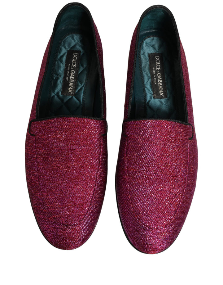 Men’s Dolce &amp; Gabbana Pink Glitter Lurex Logo Dress Loafers Shoes