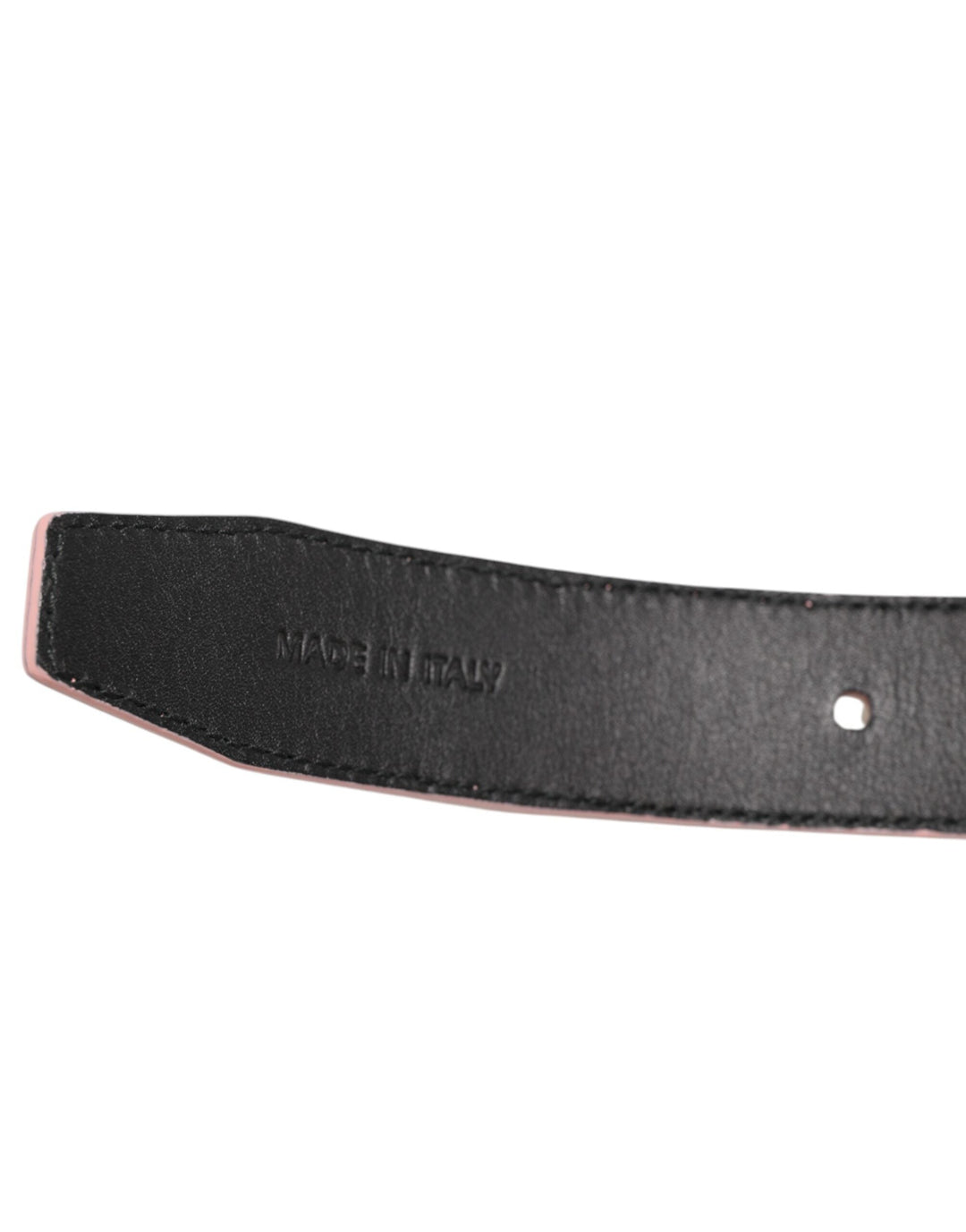 Dolce &amp; Gabbana Pink Leather Perforated Detailing Buckle Belt