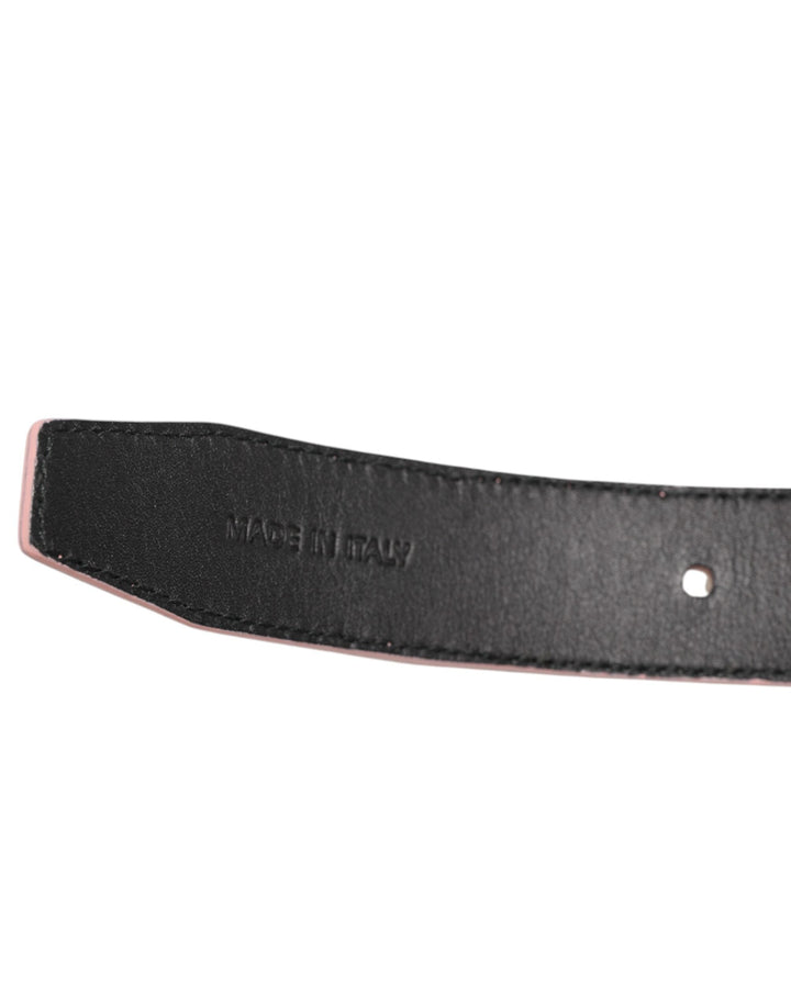 Dolce &amp; Gabbana Pink Leather Perforated Detailing Buckle Belt