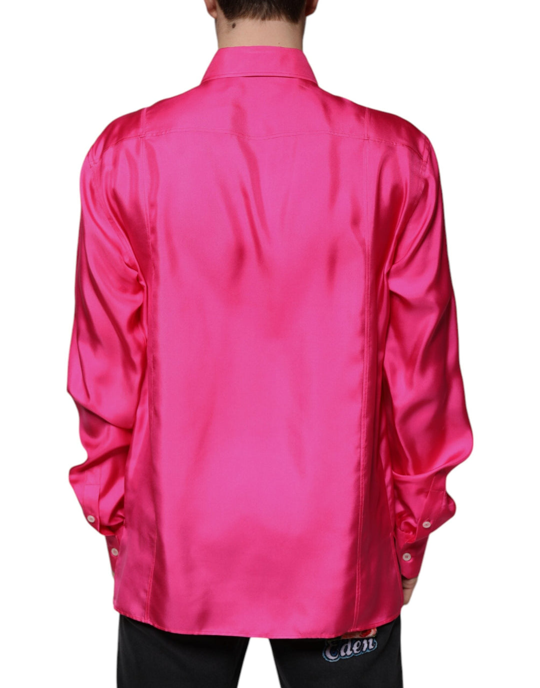 Men’s Dolce &amp; Gabbana Pink Silk Collared Button Down Men Shirt