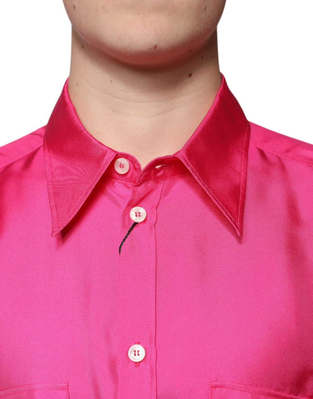 Men’s Dolce &amp; Gabbana Pink Silk Collared Button Down Men Shirt