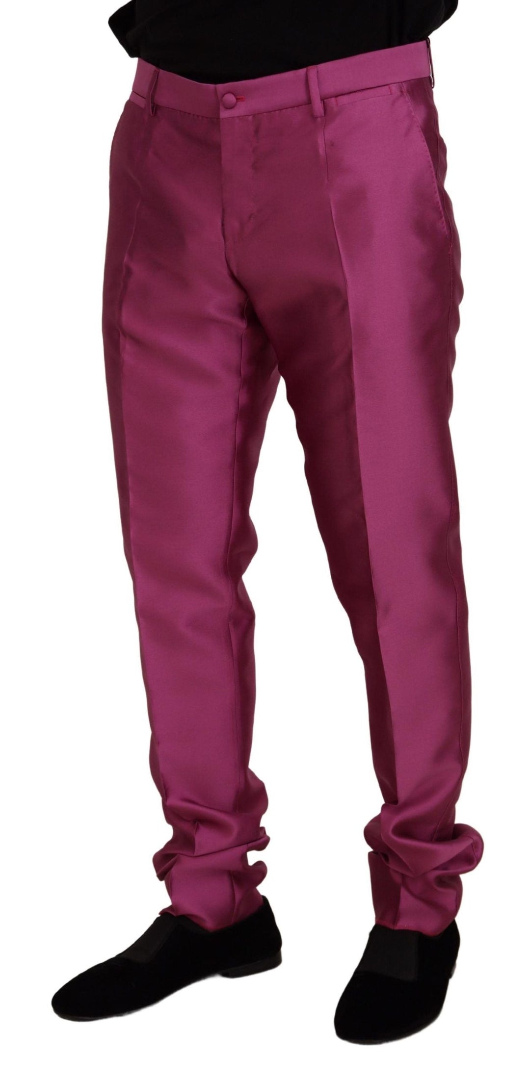 Men’s Dolce &amp; Gabbana Pink Silk Slim Trousers Dress Formal Pants