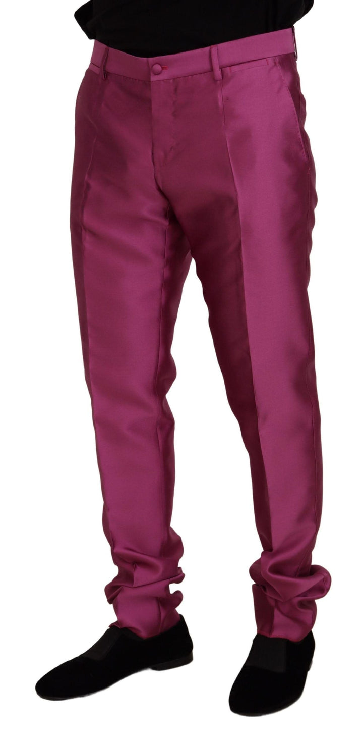 Men’s Dolce &amp; Gabbana Pink Silk Slim Trousers Dress Formal Pants