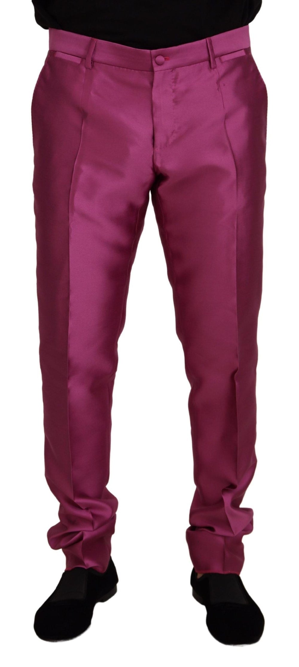 Men’s Dolce & Gabbana Pink Silk Slim Trousers Dress Formal Pants