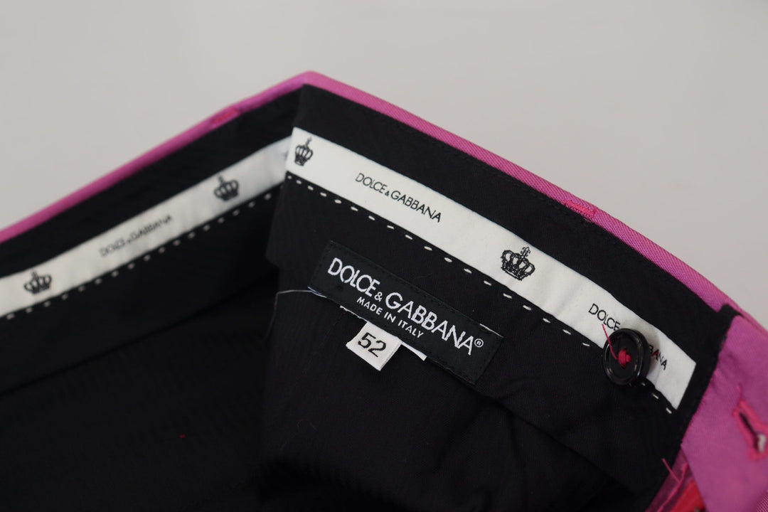 Men’s Dolce &amp; Gabbana Pink Silk Slim Trousers Dress Formal Pants